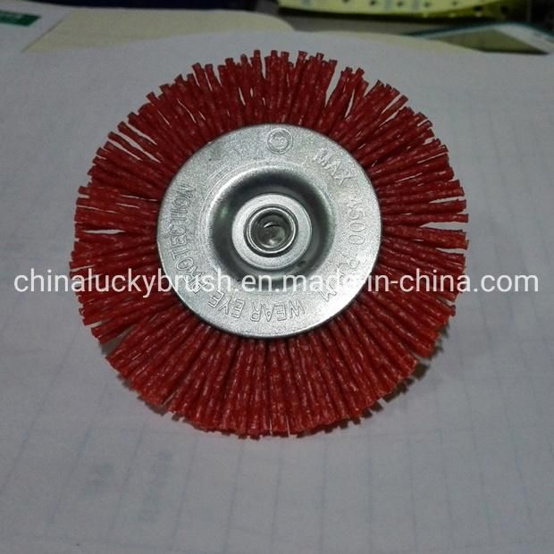 Red Nylon Abrasive Material Wheel Brush with Shaft (YY-466)