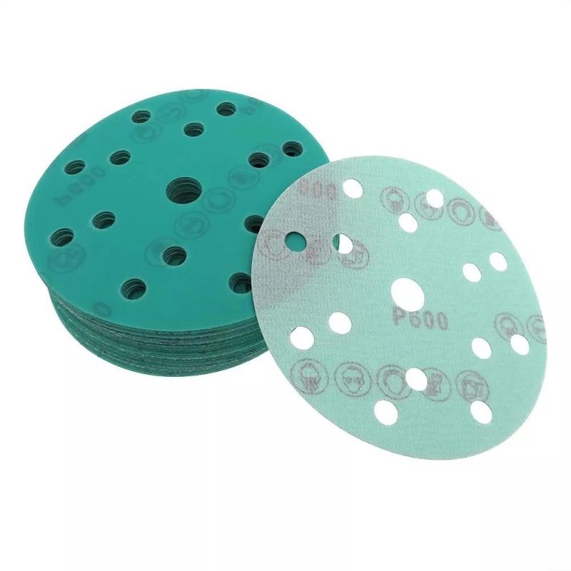 6inch 150mm Green Coated Polyester Film Base Waterproof Abrasive Paper Sanding Disc for Automotive
