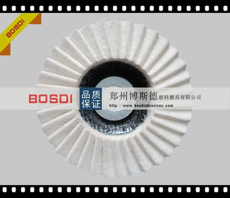 Bosdi Abrasives, 4" Woollen Wheel for Steel Pipes, Stone, High Density and Impact Resistance, Woollen Flap Disc, Fiber Disc, Felt Wheel, Woollen Round Disc