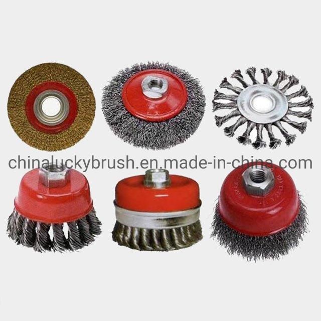 Red Colour Nylon Abrasive Shaft Wheel Brush (YY-047)