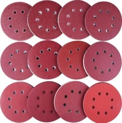 Abrasive Manufacturer 4&quot; Red Round Hook and Loop Abrasive Velcro Sanding Disc Sanding Paper Disc