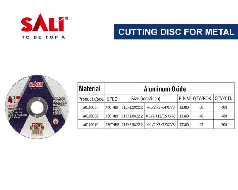 Sali 4.5inch 115*1.2*22mm Professonal Quality Metal Cutting Disc