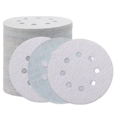 Abrasive Manufacture 5 Inch 5&quot; 125mm 8 Holes 80 Grit Orbit Sandpaper Hook and Loop Round Sand Disk Paper White Sanding Disc for Wood