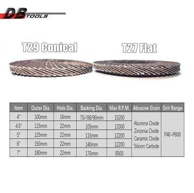 5 Inch 125mm Flap Disc Emery Disc Premium a/O T27 Flat Assorted for Derusting