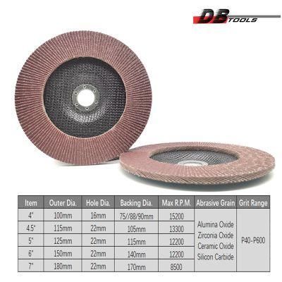 7&quot; 180mm Flap Disc Wheel 22mm Hole Alumina Oxide for for Paint Remove