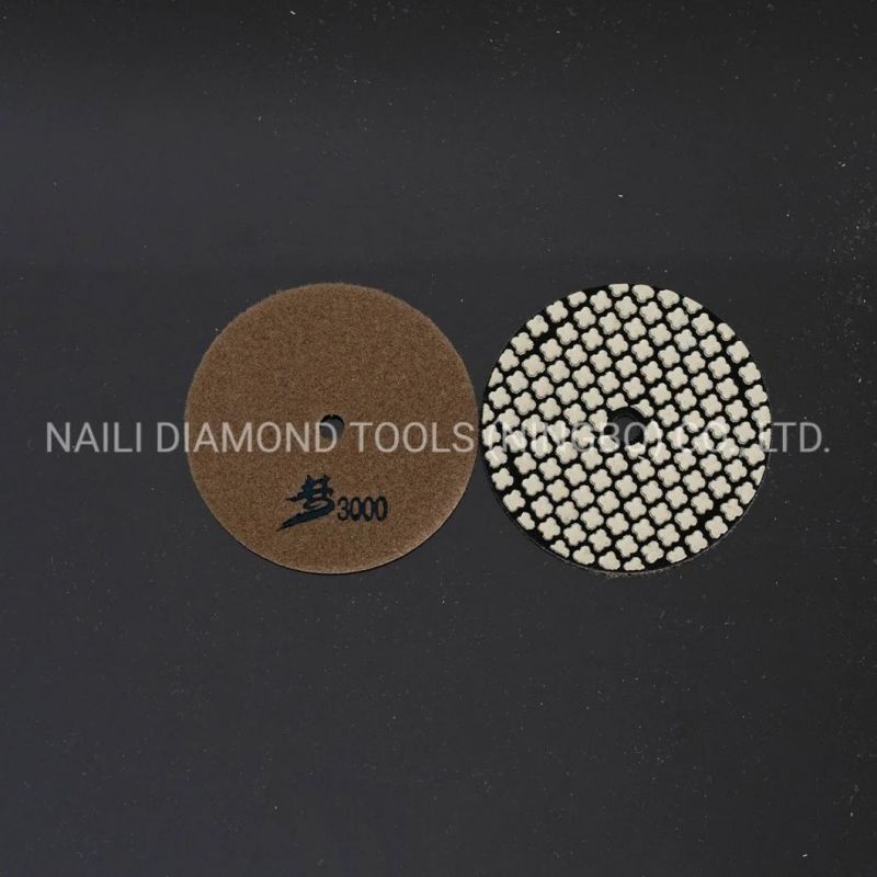 3 Inch/4 Inch Flower-Shaped 7 Steps Diamond Dry Polishing Pads for Marble/ Granite