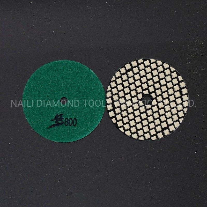 Qifeng Manufacturer Power Tool Factory Direct Sale 7 Steps Diamond Abrasive Tools Flower-Shaped Dry Polishing Pad for Marble/ Granite