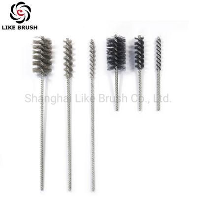 High Density Abrasive Wire Tube Brushes Double Stem Double Spiral