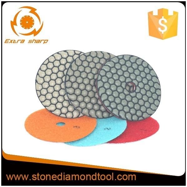 4" 3 Steps Thicker Diamond Velcro Resin Dry Polishing Pad