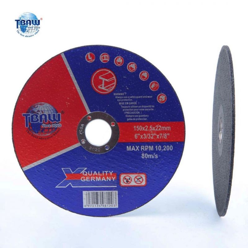 6" 6 Inch 150X3.0X22.2mm T41 Durable Cutting Wheel for Metal 6 Inch 3.0mm Center Depressed Cutting Wheel for Metal 150mm and 3.0mm Thickness 72-80m/S