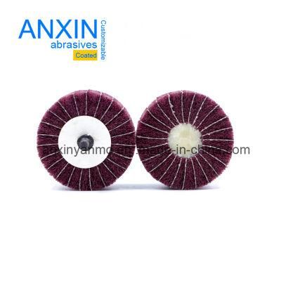 Non-Woven 6mm Thread Mounted Flap Wheel with Sand Cloth Interleaf for Polishing