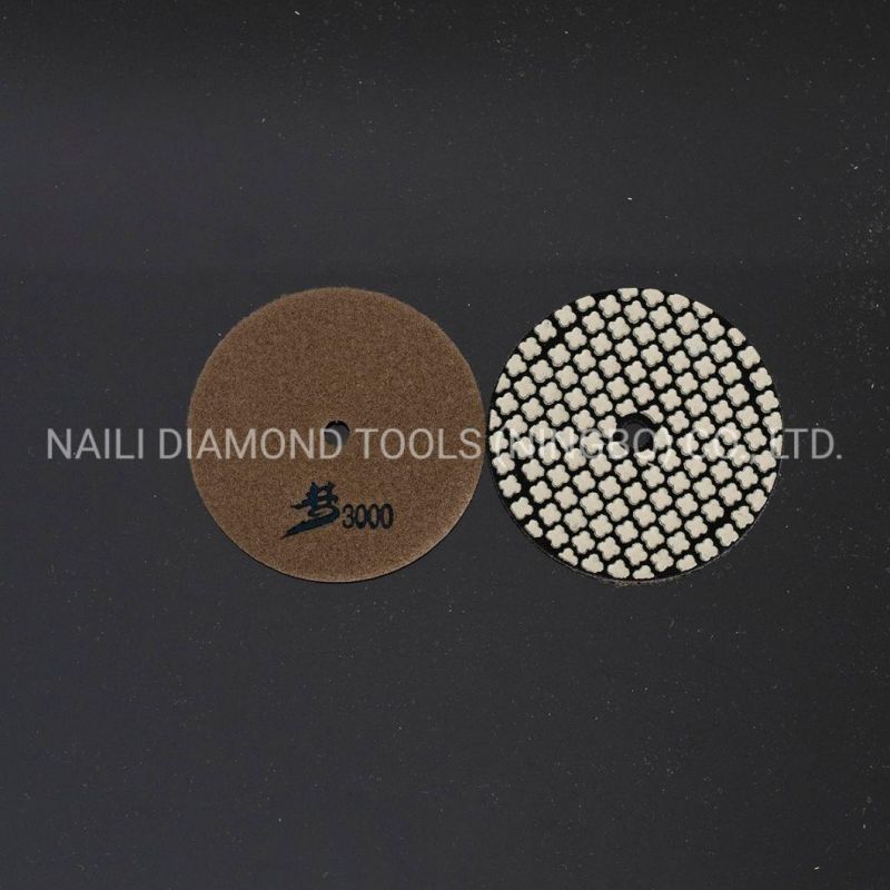 80mm/3′ ′ Diamond Tools Flower-Shaped 7 Steps Dry Polishing Pads for Marble/ Granite