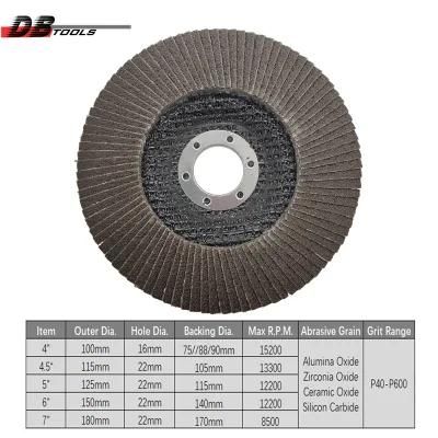 5&quot; 125mm Emery Flap Disc Grinding Sanding Wheel Heated a/O for Derusting Abrasive Tools Polishing