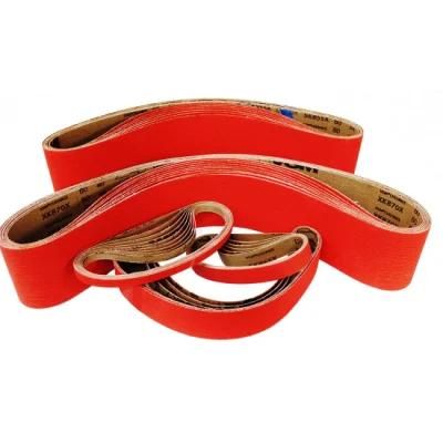 Ts131y 120# Red Ceramic Grain Sanding Belt with Good Hand Feeling for Floor Alloy Stainless Steel Polishing Grinding