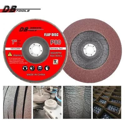 7&quot; 180mm Sanding Grinding Wheel Flap Disc 7/8 Inch Arbor a/O Abrasive for Metal Derusting #27 #29 Grit 80