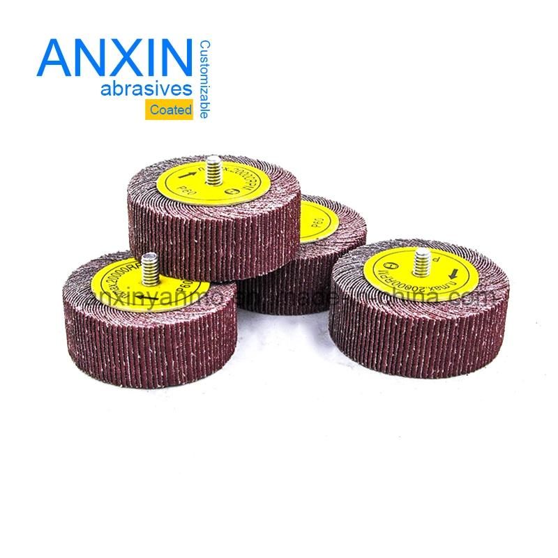 Mounted Flap Wheel with 1/4-20 Thread Shank for Internal Surfaces of Stainless Steel