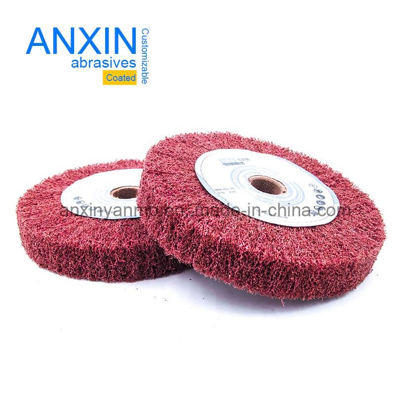 Glue Injected Wire Drawing Non Woven Flap Wheel with Wooden Arbor for Polishing