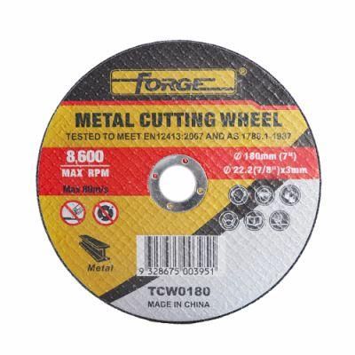 180*3*22.2mm Flat Type Cut-off Disc Cutting Wheel for Metal