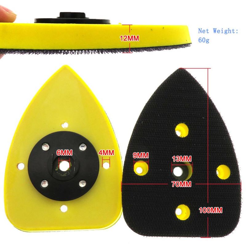 70X100mm Hook and Loop 5-Hole Triangle Sanding Pad for Polishing Grinding