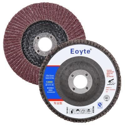 Eoyte 4in Durable Brown Corundum 100mm Flap Disc Specification for Wood