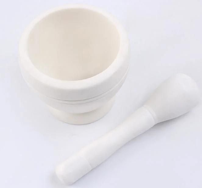 White Manual Ceramic Grinder with Grinding Rod Baby Food Aid Grinding Bowl