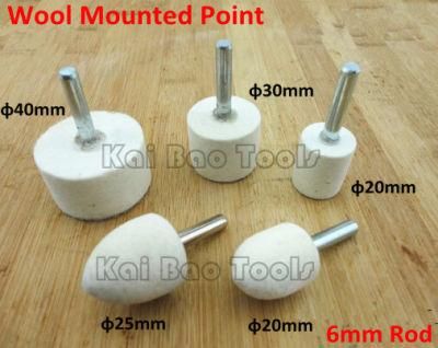 Wool Mounted Point 6mm Rod