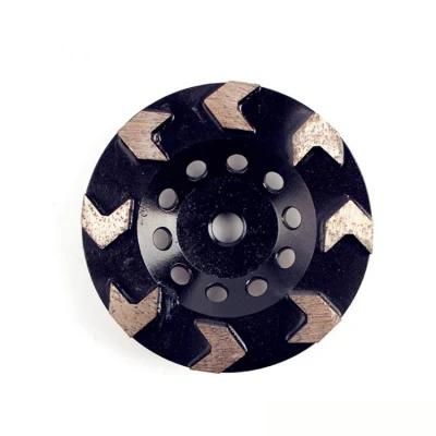 5 Inch Metal Bond Diamond Grinding Cup Wheel Disc with Eight Arrow Segments Diamond Polishing Pads for Concrete and Terrazzo Floor