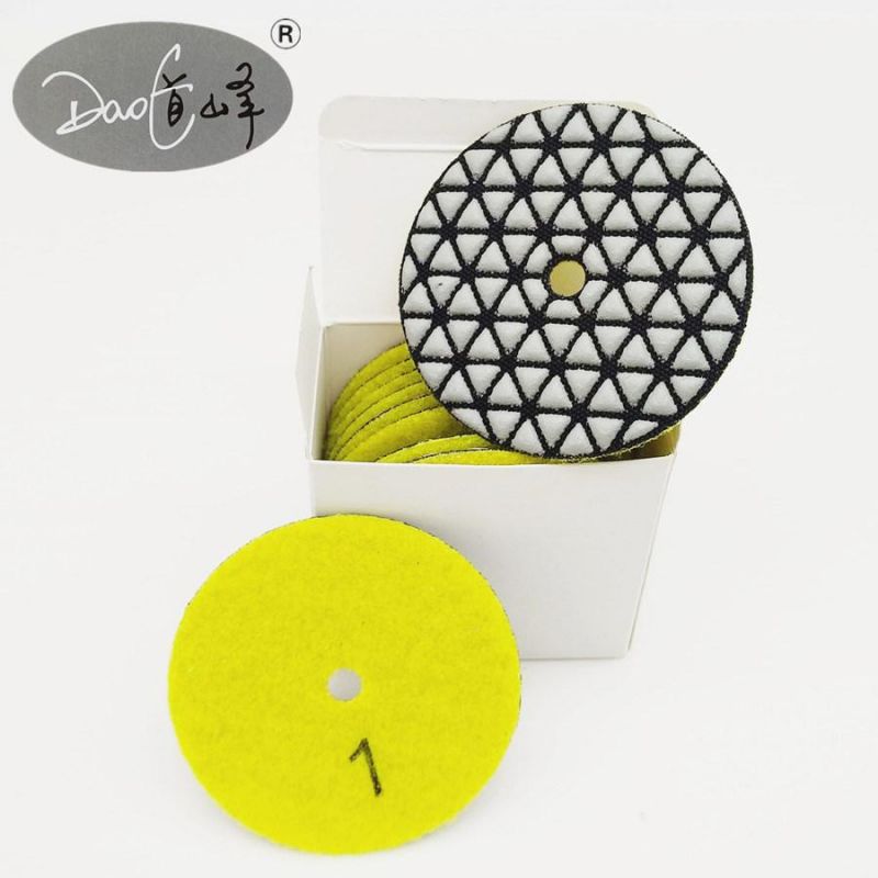 Daofeng 3inch 80mm Dry Diamond Polishing Pads for Quartz (traingle)