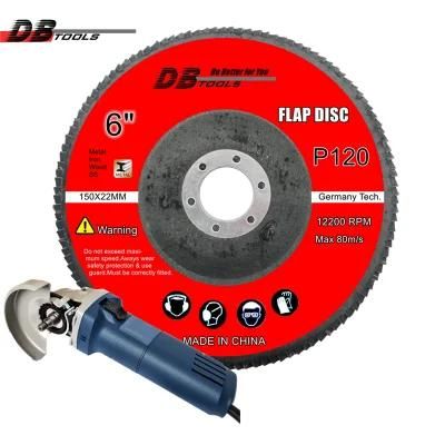 6&quot; 150mm Emery Flap Disc Sanding Grinding Wheel Hole 22mm Heated a/O for Metal Derusting Welding Line Stainless Steel Ss Iron Grit 120