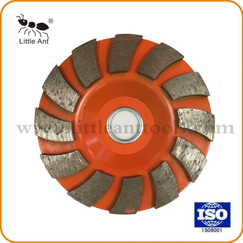 China 90mm Turbo Row Waved Spiral Diamond Grinding Disc Cup Wheel for Concrete Floor