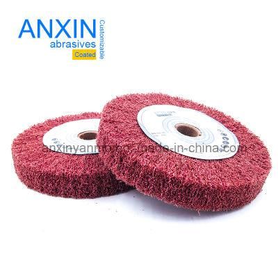 Glue Injected Non Woven Pulling Flap Wheel with Wooden Arbor for Stainless Steel