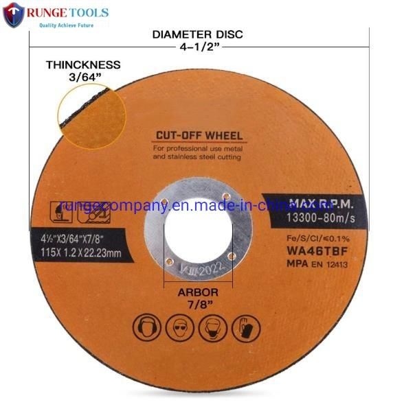 4.5 Inch Abrasive Power Tools Cutting Discs for Fiberglass Steel Iron Plastic Stainless Steel Metal
