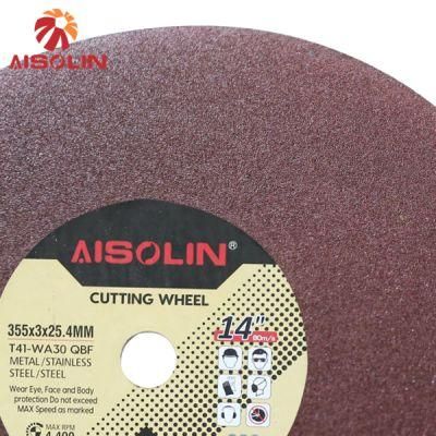 Single Net 14&prime; &prime; Stainless Steel Cutting Wheel for Carbon Steel
