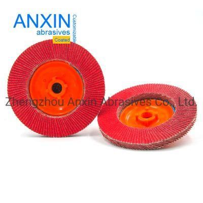 High Quality Ceramic Flap Disc with 5/8&quot;-11 Nylon Backing, Plastic Backing, 4&quot;, 4.5&quot;