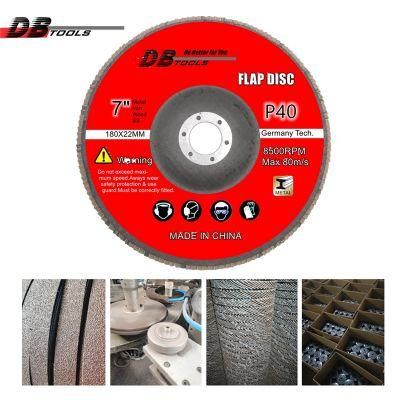 7 Inch 180mm Flap Disc Grinding Wheel 7/8 Inch Arbor Ao for Metal 40# Type 27 Flat Assorted