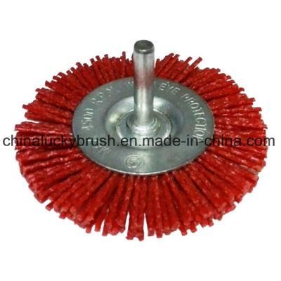 Red Nylon Abrasive Wheel Brush with Shaft (YY-671)