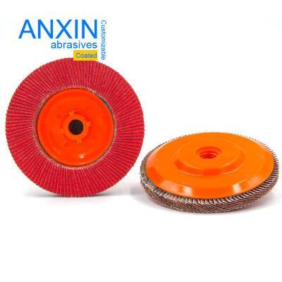 4.5&quot;X5/8&quot;-11 Vsm Ceramic Flap Disc with Trimmable Backing in Orange Color for Quick and Easy Mounting and Removal