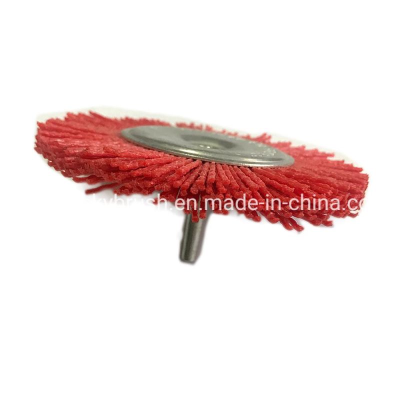 Red Nylon Abrasive Wheel Brush with Shaft (YY-855)