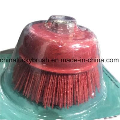 6 Inch Red Colour Nylon Abrasive Cup Brush (YY-235)