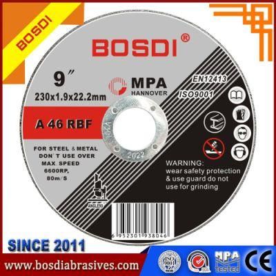 High Quality 230X3X22mm Sharp Cutting Disc, Resin Abrasive Metal Cutting