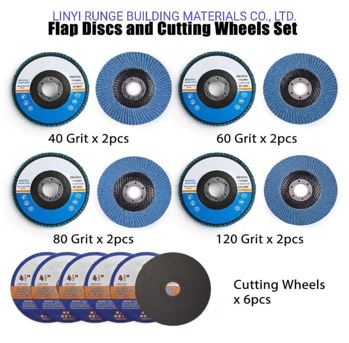 60 Grit Flap Disc 4.5 Inch (115mm) with 7/8" Hole Fine Processing Grinding Wheels Aluminum Oxide Abrasive Type 27 for Stainless Steel Power Tools