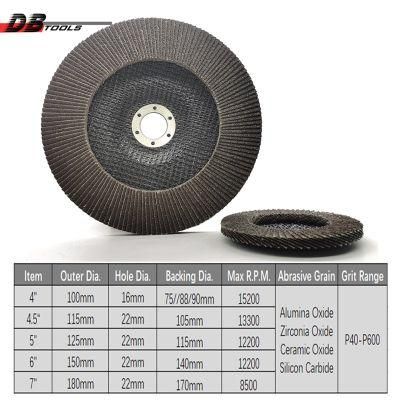 7 Inch 7/8 Inch Arbor Flap Disc Emery Cloth Disc Sanding Wheel Heated a/O for Ss Metal Derusting Weld Joint T27/29 High Density