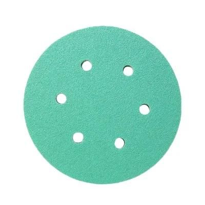 Hot Sale Products Green Pet Film 150mm 6holes Disc Sand Paper