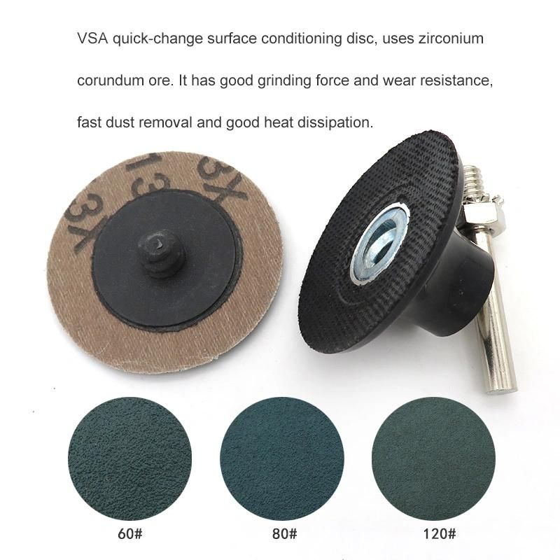2" 50mm Zirconium Corundum Quick Change Roll Lock Green Surface Conditioning Sanding Disc