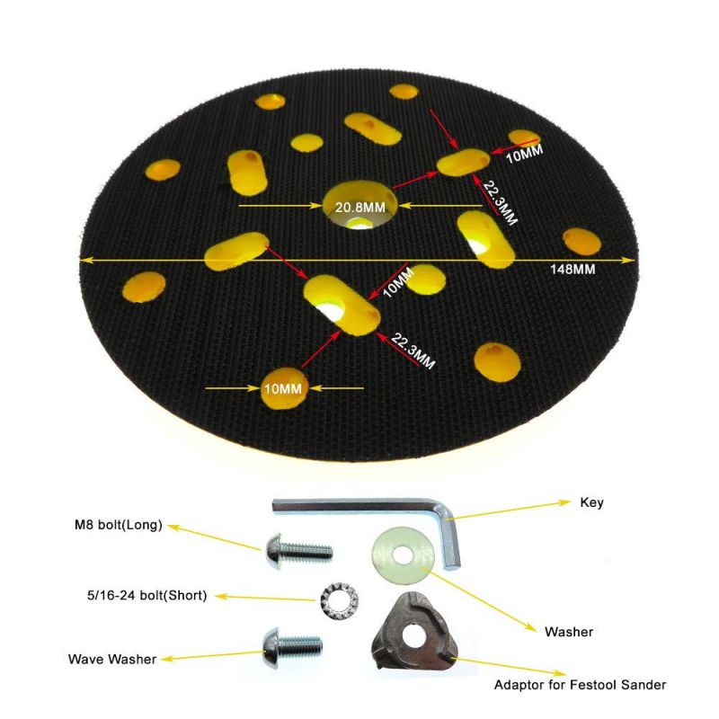 6 Inch 150mm Sanding Pad Sander Backing Pad Hook and Loop with Side Holes Power Tools Accessories