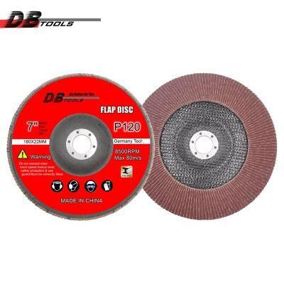 7&quot; 180mm Emery Cloth Flap Disc 22mm Hole Alumina Oxide T27 for Metal Derusting P120