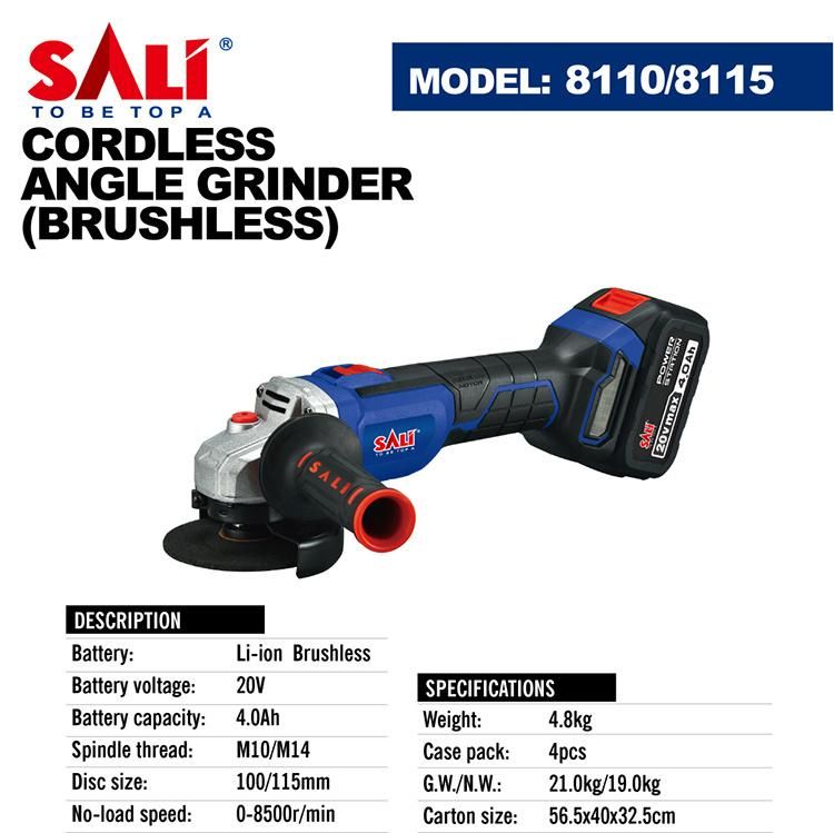 Sali 8110/8115 20V 100/115mm High Quality Cordless Angle Grinder