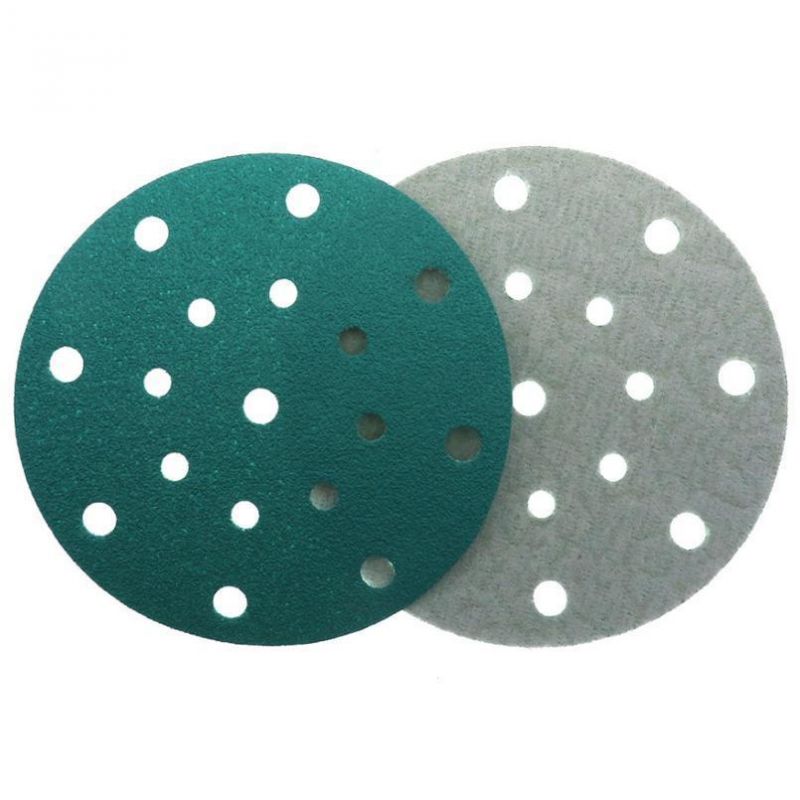 6 Inch 17 Holes Polyester Film Green Round Sandpaper for Electric Grinding Disc SD0039