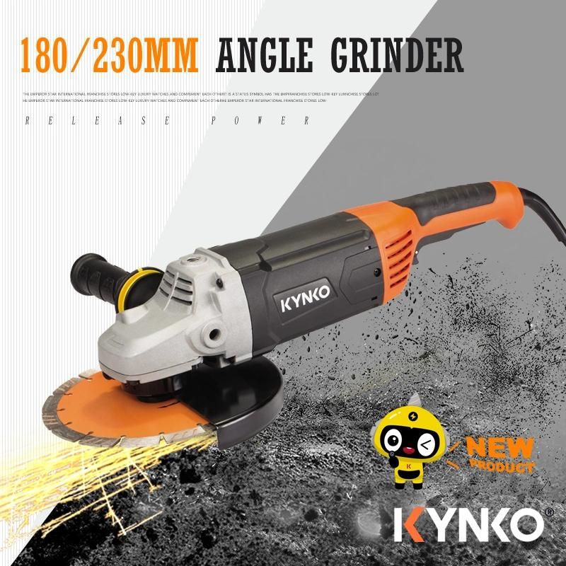 Kynko Factory 180mm/2600W 7700rpm NSK/NMB Bearing High-Quality Electric Angle Grinder for Granite Cutting