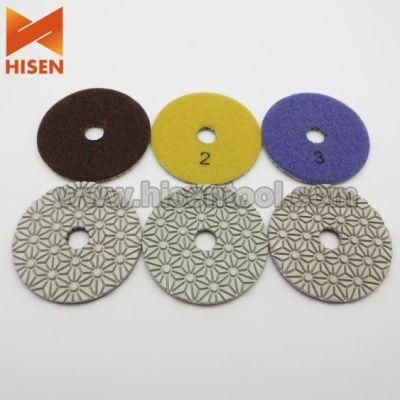 100mm 3 Steps Wet Polishing Pads Available for Wet and Dry Use, Flower Pattern